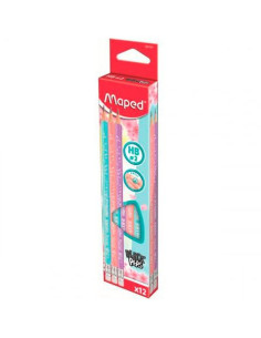 MAPED LÁPIZ DE GRAFITO HB CON GOMA CSURTIDOS PASTEL ESTUCHE 12 UD