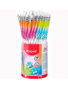 MAPED LÁPIZ DE GRAFITO MINI CUTE HB CGOMA DE BORRAR BOTE EXPOSITOR 72 UD SURTIDO MULTICOLOR