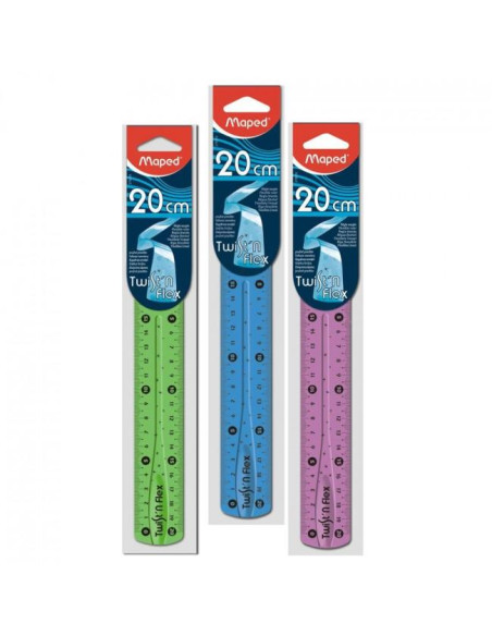 MAPED REGLA TWIST´N FLEX DECORADA DOBLE GRADUACIÓN 20 CM COLORES SURTIDOS