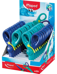 MAPED TIJERAS INFANTILES KIDIPULSE 12CM CRESORTE DE APERTURA Y PROTECCIÓN 2 AÑOS AZUL BICOLOR