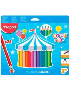 MAPED LÁPICES DE COLORES JUMBO COLOR´PEPS CSURTIDOS ESTUCHE 24 UD