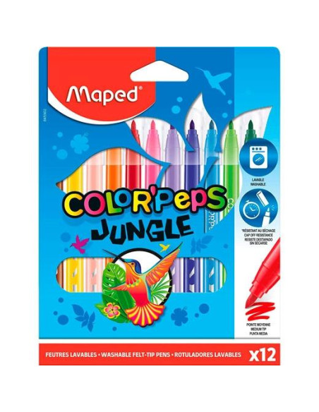 MAPED ROTULADORES COLOR´PEPS JUNGLE 20 ESTUCHE DE 12 CSURTIDOS