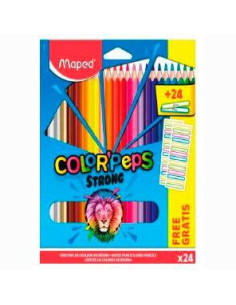 LAPICES de COLORES MAPED COLOR PEPS STRONG estuche de 24 regalo 24 etiquetas