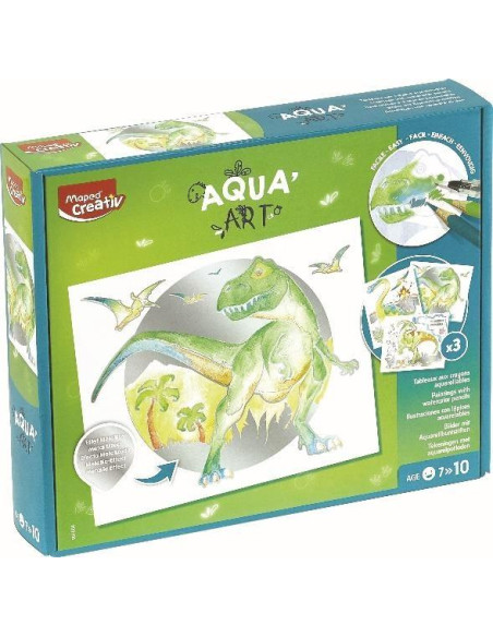 MAPED ILUSTRACIONES CON LÁPICES ACUARELABLES AQUA ART DINOSAURIOS 7 A 10 AÑOS