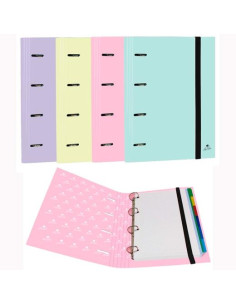 MARIOLA CARPETA ANILLAS MIXTAS 4 X 25MM CARPEBLOCK CRECAMBIO 100H A4 CGOMA 6 SEPARADORES CARTÓN FORRADO CSURTIDOS PASTEL
