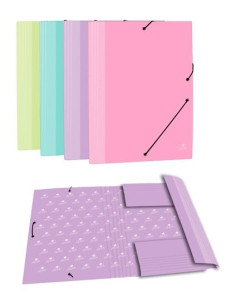 MARIOLA CARPETA CON GOMAS 3 SOLAPAS FOLIO CARTÓN FORRADO PLASTIFICADO MATE SURTIDOS PASTEL