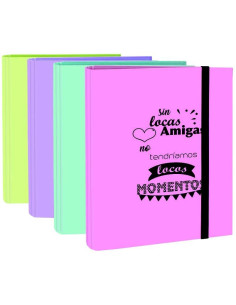 MARIOLA CARPETA ANILLAS MIXTAS 4X40 CARTÓN FORRADO PLASTIFICADO CFRASES FOLIO SURTIDOS PASTEL