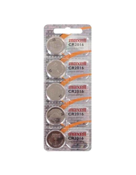 MAXELL PILAS PLANAS DE LITIO 3V - CR2016 -PACK 5-