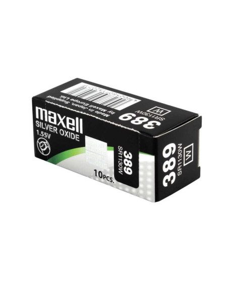 MAXELL MICRO PILAS PLANAS ÓXIDO DE PLATA 155V - SR1130W 389 CAJA DE 10 UNIDADES