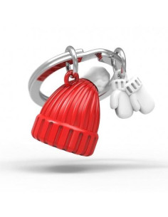 METALMORPHOSE LLAVERO VECTORBOX CWINTER GORRO Y GUANTES ROJO Y BLANCO