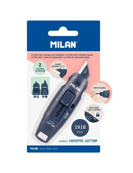 MILAN CUTTER HOJA CERÁMICA STICK SERIE 1918 BLÍSTER AZUL MARINO
