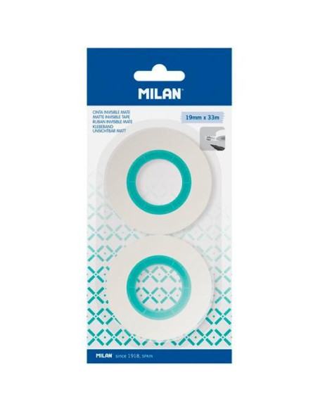 MILAN CINTA ADHESIVA INVISIBLE MATE ROLLO 19MM X 33M BLÍSTER 2 UD