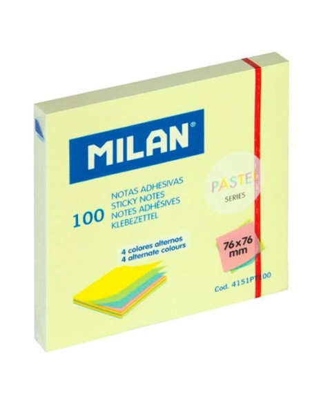 MILAN BLOC NOTAS ADHESIVAS 100H 76X76 SERIE PASTEL COLORES ALTERNOS