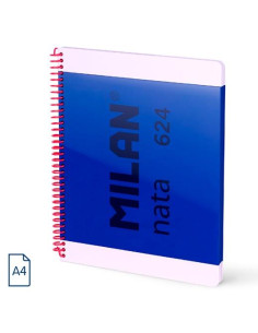 MILAN CUADERNO ESPIRAL A4 80H 95GR 5X5MM TAPA DURA COLECCIÓN NATA 624 SINCE 1918 AZUL