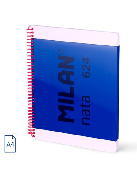 MILAN CUADERNO ESPIRAL A4 80H 95GR 5X5MM TAPA DURA COLECCIÓN NATA 624 SINCE 1918 AZUL