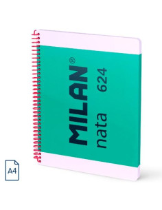 MILAN CUADERNO ESPIRAL A4 80H 95GR 5X5MM TAPA DURA COLECCIÓN NATA 624 SINCE 1918 VERDE