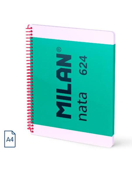 MILAN CUADERNO ESPIRAL A4 80H 95GR 5X5MM TAPA DURA COLECCIÓN NATA 624 SINCE 1918 VERDE