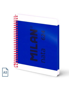 MILAN CUADERNO ESPIRAL A5 80H 95GR 5X5MM TAPA DURA COLECCIÓN NATA 624 SINCE 1918 AZUL