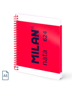 MILAN CUADERNO ESPIRAL A5 80H 95GR 5X5MM TAPA DURA COLECCIÓN NATA 624 SINCE 1918 ROSA