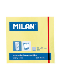 MILAN BLOC NOTAS ADHESIVAS REMOVIBLES 100H 76X76 AMARILLO CLARO
