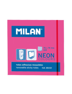 MILAN BLOC NOTAS ADHESIVAS REMOVIBLES 100H 76X76 ROSA FLUORESCENTE