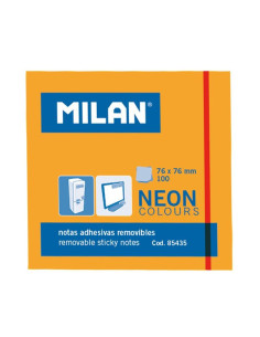 MILAN BLOC NOTAS ADHESIVAS REMOVIBLES 100H 76X76 NARANJA FLUORESCENTE