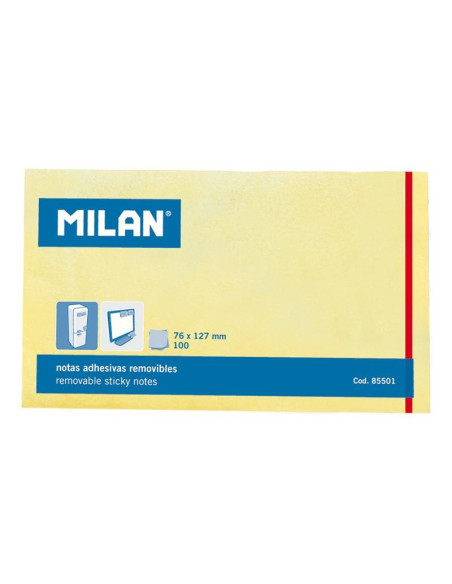 MILAN BLOC NOTAS ADHESIVAS REMOVIBLES 100H 127X76 AMARILLO CLARO
