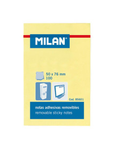 MILAN BLOC NOTAS ADHESIVAS REMOVIBLES 100H 50X76 AMARILLO CLARO