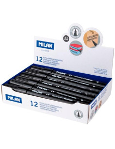 MILAN ROTULADOR PERMANENTE PUNTA REDONDA Ø4MM NEGRO CAJA 12 UD