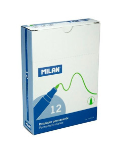 MILAN ROTULADOR PERMANENTE PUNTA REDONDA Ø4MM VERDE CAJA 12 UD