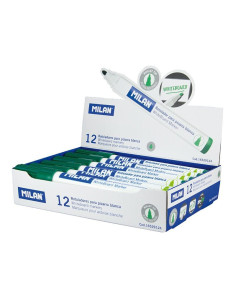 MILAN ROTULADOR PIZARRA BLANCA PUNTA REDONDA VERDE CAJA 12 UD