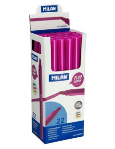 MILAN MARCADOR FLUORESCENTE JUNIOR PUNTA BISELADA ROSA CAJA 22 UD