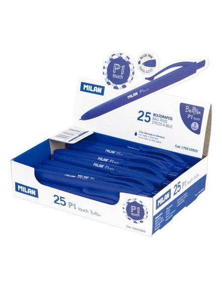 MILAN BOLÍGRAFO P1 TOUCH AZUL CAJA EXPOSITORA 25U