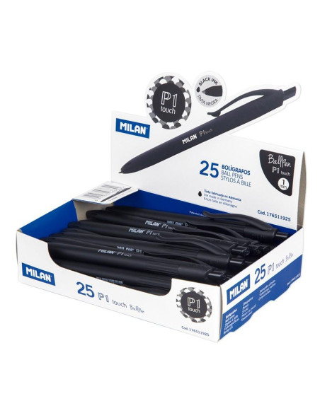 MILAN BOLIGRAFO P1 TOUCH NEGRO CAJA EXPOSITORA 25 UD