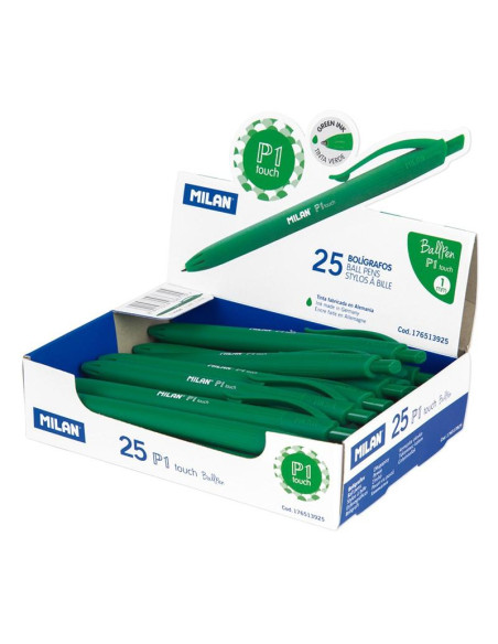 MILAN BOLIGRAFO P1 TOUCH VERDE CAJA EXPOSITORA 25U