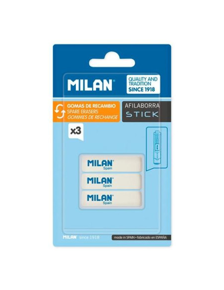 MILAN GOMA DE RECAMBIO PARA AFILABORRA STICK BLÍSTER 3 UD