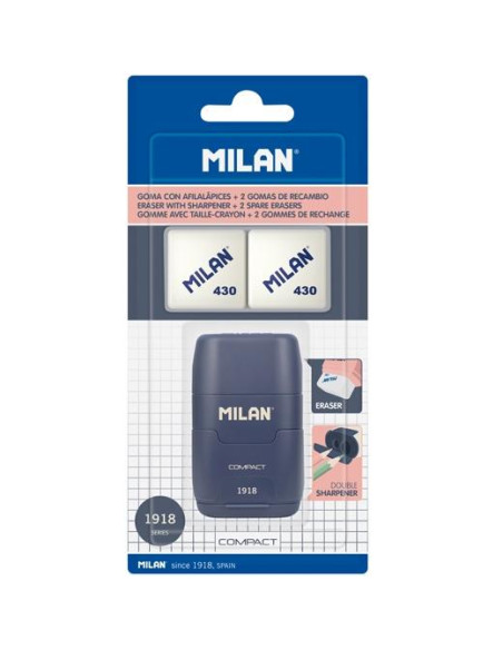 MILAN AFILABORRA COMPACT SERIE 1918  2 GOMAS DE RECAMBIO BLÍSTER AZUL