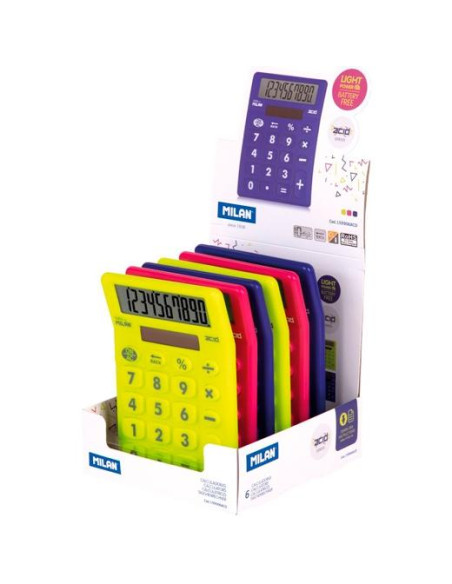 CALCULADORA SOBREMESA MILAN 10 DIGITOS ACID SURTIDO EXPOSITOR de 6