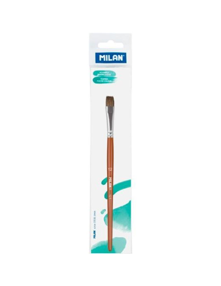 MILAN PINCEL ESCOLAR PLANO SERIE 121 N 12 EN BOLSITA CCOLGADOR MARRÓN