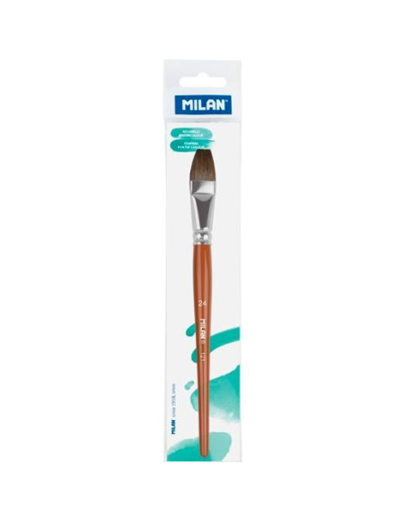 MILAN PINCEL ESCOLAR PLANO SERIE 121 N 24 EN BOLSITA CCOLGADOR MARRÓN