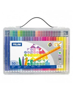 MILAN ROTULADORES PUNTA CÓNICA COLORES SURTIDOS MALETÍN 50 UD