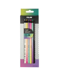MILAN LÁPICES DE COLORES MINA GRUESA SUNSET MADERA NEGRA ESTUCHE 6 UD CSURTIDOS