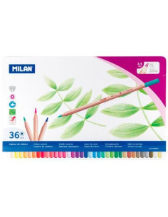 MILAN LÁPICES DE COLORES MINA GRUESA CSURTIDOS ESTUCHE METÁLICO 36 UD
