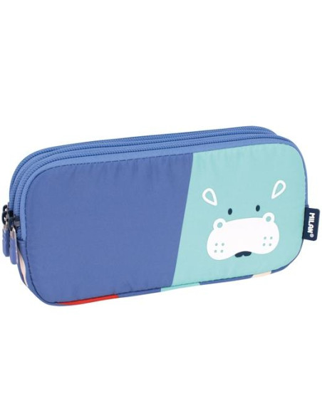 MILAN PORTATODO 3 CREMALLERAS SERIE ESPECIAL FUN ANIMALS AZUL