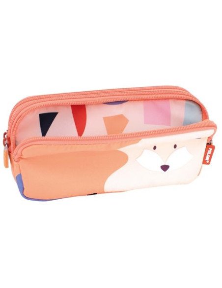 MILAN PORTATODO 3 CREMALLERAS SERIE ESPECIAL FUN ANIMALS NARANJA