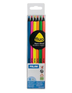 MILAN LÁPICES DE COLORES FLUO TRIANGULARES CSURTIDOS ESTUCHE 6 UD