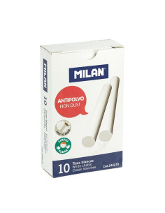 MILAN TIZAS ANTIPOLVO CARBONATO CÁLCICO BLANCO CAJA 10 UD