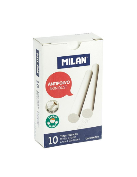 MILAN TIZAS ANTIPOLVO CARBONATO CÁLCICO BLANCO CAJA 10 UD