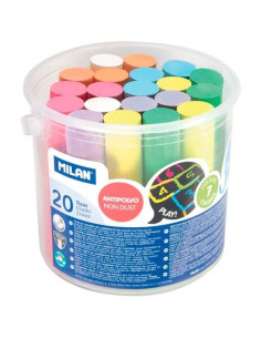 MILAN TIZAS ANTIPOLVO MAXI CARBONATO CÁLCICO COLORES SURTIDOS BOTE 20 UD