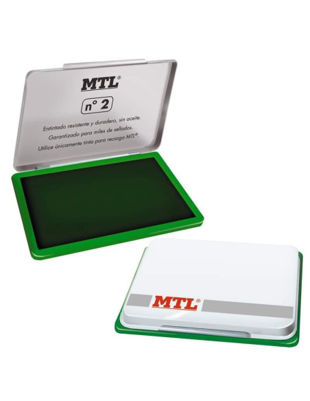MTL TAMPÓN METÁLICO PARA SELLADO N2 122X84X14MM CON ALMOHADILLA ENTINTADA VERDE